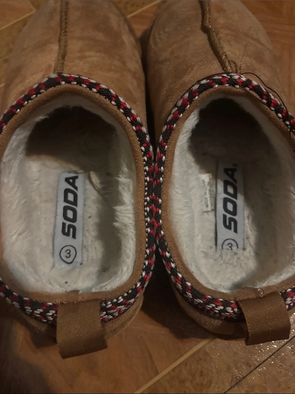 🌈4/$25🌈 Soda Tan Suede-Look Slip-On Slippers with Sherpa Lining